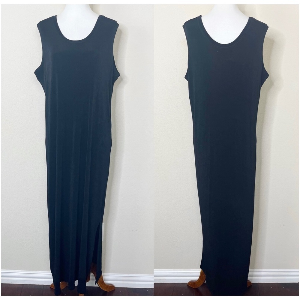 FLAX Jeanne Engelhart Maxi Dress Large Lagenlook
Black Slinky Minimalist Acetate
